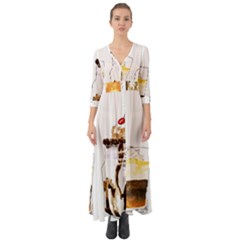 Coffee And Milkshakes Button Up Boho Maxi Dress by KuriSweets