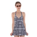 Dark Oriental Ornate Pattern Halter Dress Swimsuit  View1