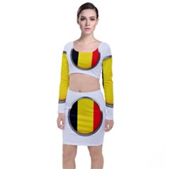 Belgium Flag Country Brussels Long Sleeve Crop Top & Bodycon Skirt Set by Nexatart