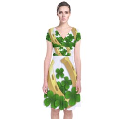  St  Patricks Day  Short Sleeve Front Wrap Dress by Valentinaart