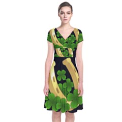  St  Patricks Day  Short Sleeve Front Wrap Dress by Valentinaart