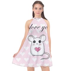 Cute Mouse - Valentines Day Halter Neckline Chiffon Dress  by Valentinaart