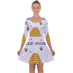 Bee Mine Valentines Day Quarter Sleeve Skater Dress by Valentinaart