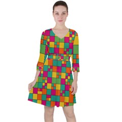 Squares Abstract Background Abstract Ruffle Dress by Nexatart