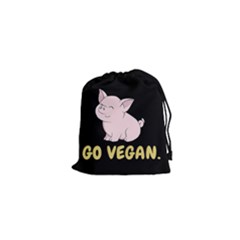 Go Vegan - Cute Pig Drawstring Pouches (xs)  by Valentinaart