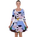 Friends Not Food - Cute Pig and Chicken Quarter Sleeve Skater Dress View1