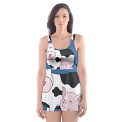 Friends Not Food - Cute Cow, Pig And Chicken Skater Dress Swimsuit by Valentinaart