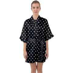 Black Polka Dots Quarter Sleeve Kimono Robe by jumpercat