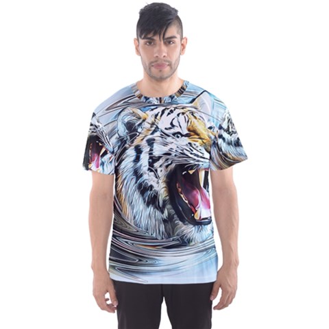 Tiger Animal Art Swirl Decorative Men s Sports Mesh Tee by Nexatart