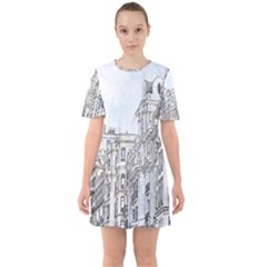 Architecture Building Design Sixties Short Sleeve Mini Dress by Nexatart