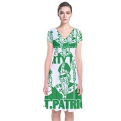  St  Patricks Day  Short Sleeve Front Wrap Dress by Valentinaart