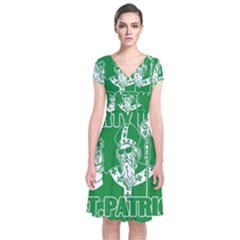  St  Patricks Day  Short Sleeve Front Wrap Dress by Valentinaart