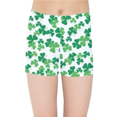 St  Patricks Day Clover Pattern Kids Sports Shorts by Valentinaart