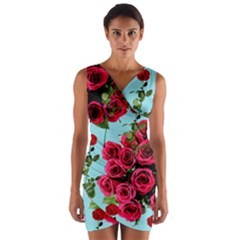 Roses Blue Wrap Front Bodycon Dress by snowwhitegirl