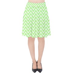 Green Chevron Velvet High Waist Skirt by snowwhitegirl