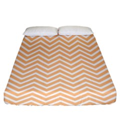 Orange Chevron Fitted Sheet (king Size) by snowwhitegirl