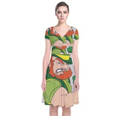 St  Patricks Day Short Sleeve Front Wrap Dress by Valentinaart