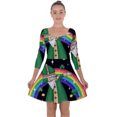  St  Patrick  Dabbing Quarter Sleeve Skater Dress by Valentinaart