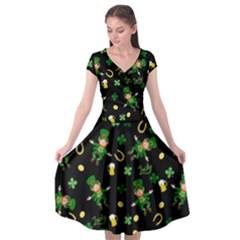 St Patricks Day Pattern Cap Sleeve Wrap Front Dress by Valentinaart