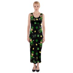 St Patricks Day Pattern Fitted Maxi Dress by Valentinaart