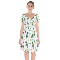 St Patricks Day Pattern Short Sleeve Bardot Dress by Valentinaart