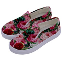 Rose Bushes Kids  Canvas Slip Ons by snowwhitegirl