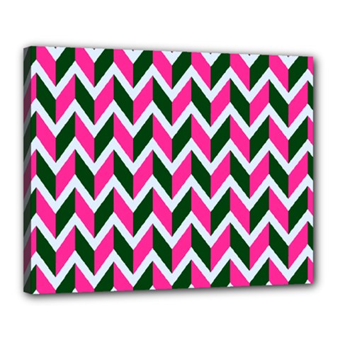 Chevron Pink Green Retro Canvas 20  X 16  by snowwhitegirl