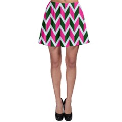 Chevron Pink Green Retro Skater Skirt by snowwhitegirl