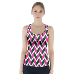 Chevron Pink Green Retro Racer Back Sports Top by snowwhitegirl