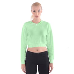    Classic Mint Green & White Herringbone Pattern Cropped Sweatshirt by PodArtist