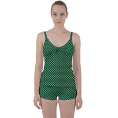 Irish Flag Green White Orange On Green St  Patrick s Day Ireland Tie Front Two Piece Tankini by PodArtist