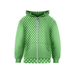 White Heart-shaped Clover On Green St  Patrick s Day Kids  Zipper Hoodie by PodArtist