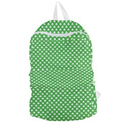 White Heart-shaped Clover On Green St  Patrick s Day Foldable Lightweight Backpack by PodArtist