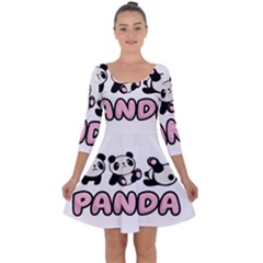 Panda  Quarter Sleeve Skater Dress by Valentinaart