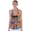 Water Color Eggs Tile Babydoll Tankini Top View1