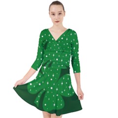 Sparkly Clover Quarter Sleeve Front Wrap Dress by Valentinaart