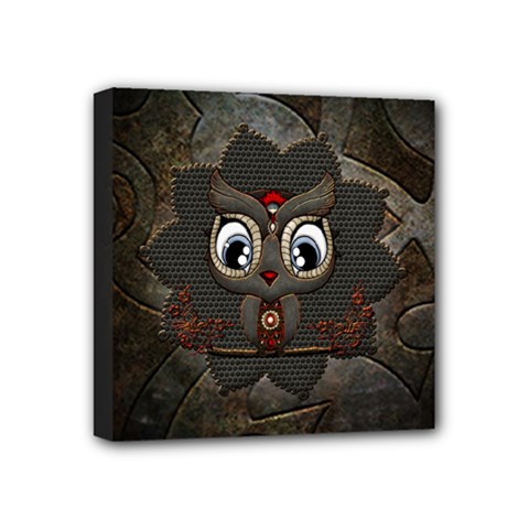 Wonderful Cute  Steampunk Owl Mini Canvas 4  X 4  by FantasyWorld7