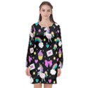 Cute Unicorn Pattern Long Sleeve Chiffon Shift Dress  View1