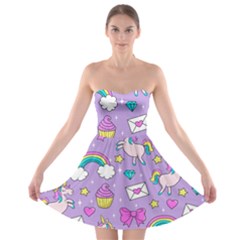 Cute Unicorn Pattern Strapless Bra Top Dress by Valentinaart