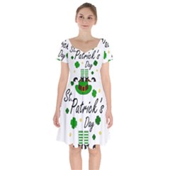 St Patricks Leprechaun Short Sleeve Bardot Dress by Valentinaart