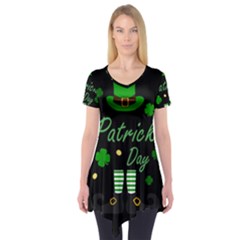 St Patricks Leprechaun Short Sleeve Tunic  by Valentinaart