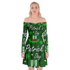 St Patricks Leprechaun Off Shoulder Skater Dress by Valentinaart