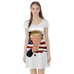 Trump Usa Flag Short Sleeve Skater Dress by ImagineWorld