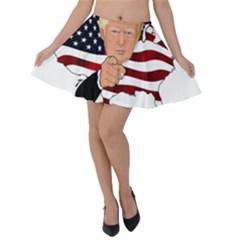 Trump Usa Flag Velvet Skater Skirt by ImagineWorld