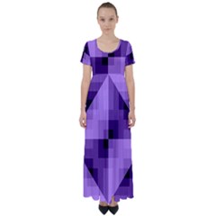 Purple Geometric Cotton Fabric High Waist Short Sleeve Maxi Dress by Nexatart