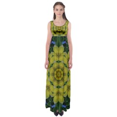 Fantasy Plumeria Decorative Real And Mandala Empire Waist Maxi Dress by pepitasart