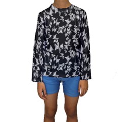 Dark Orquideas Floral Pattern Print Kids  Long Sleeve Swimwear by dflcprints