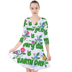 Earth Day Quarter Sleeve Front Wrap Dress by Valentinaart