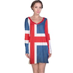 Iceland Flag Long Sleeve Nightdress by Valentinaart