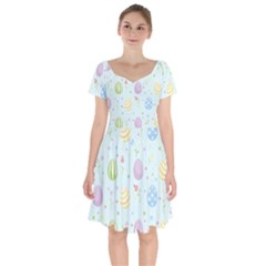 Easter Pattern Short Sleeve Bardot Dress by Valentinaart